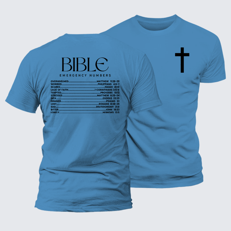 Luxe Mercerized Cotton Tee - Bible Emergency Numbers