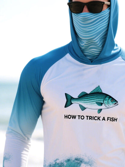 Men's Outdoor Sun Protection Breathable Cool Mask Hooded Sun Protection Long-Sleeved Top