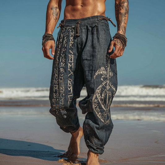 Men's Viking Nordic Runes Celtic Totem Summer Pants