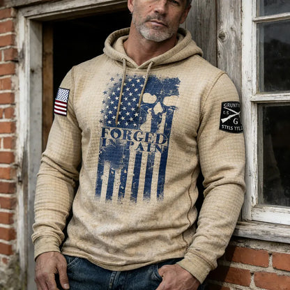 Viking skull American street casual waffle knit hoodie