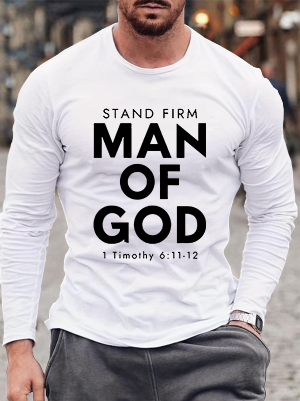 Man of God 1 Timothy 6:11-12 Jesus God Christian Cotton Long Sleeve T-Shirt