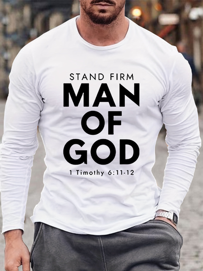 Man of God 1 Timothy 6:11-12 Jesus God Christian Cotton Long Sleeve T-Shirt