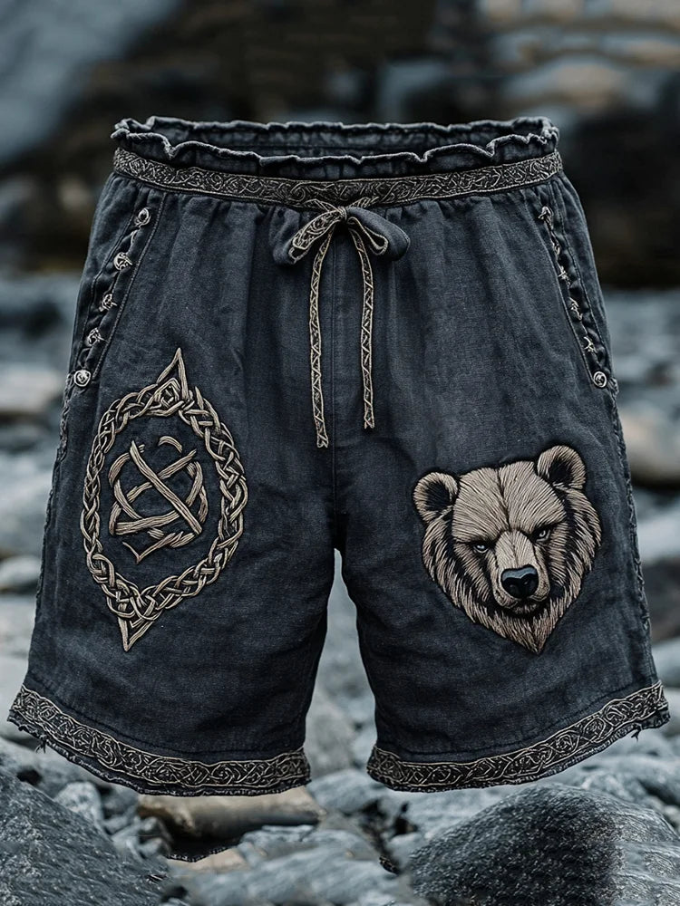Men's Viking Nordic Bear Knot Runes Casual Shorts