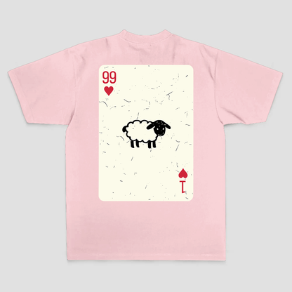 99 Of Hearts Sheep Playing Card Printed Men's T-shirt