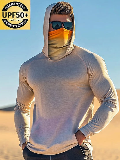 Men's Outdoor Sun Protection Breathable Cool Hooded Sun Protection Long Sleeve Top