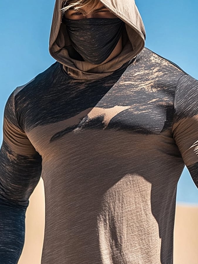Men's Outdoor Sun Protection Cool Hooded Sun Protection Long Sleeve Top