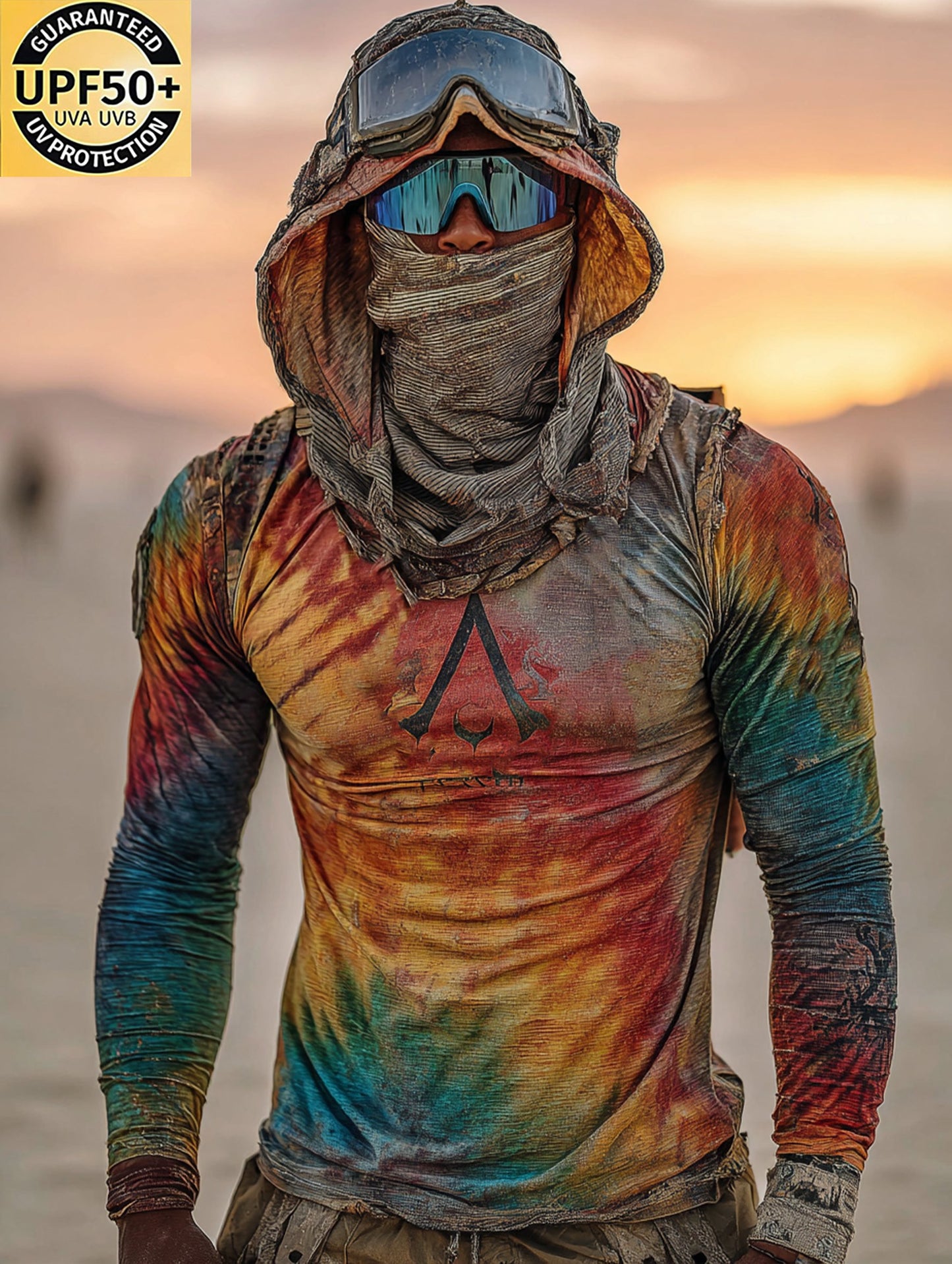Men's Sun Shield Wasteland Eagle Hooded Long Sleeve Shirt