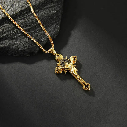 St. Benedict Symbol Crucifix Necklace