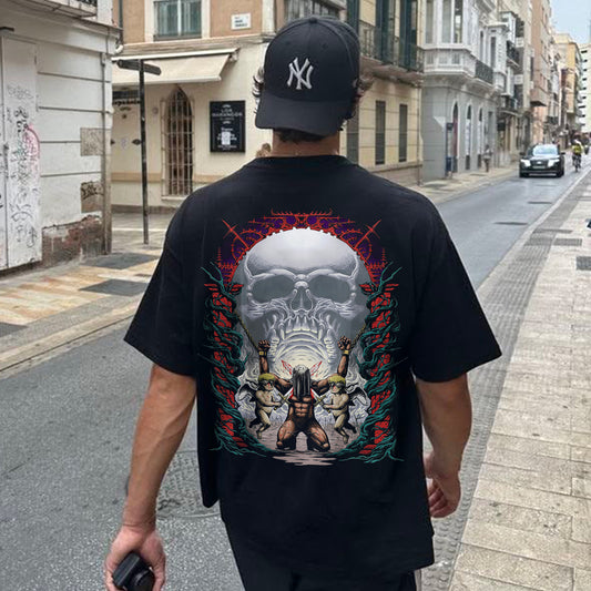 Skull Angel Warrior Gothic Graphic Printed Men's T-shirt