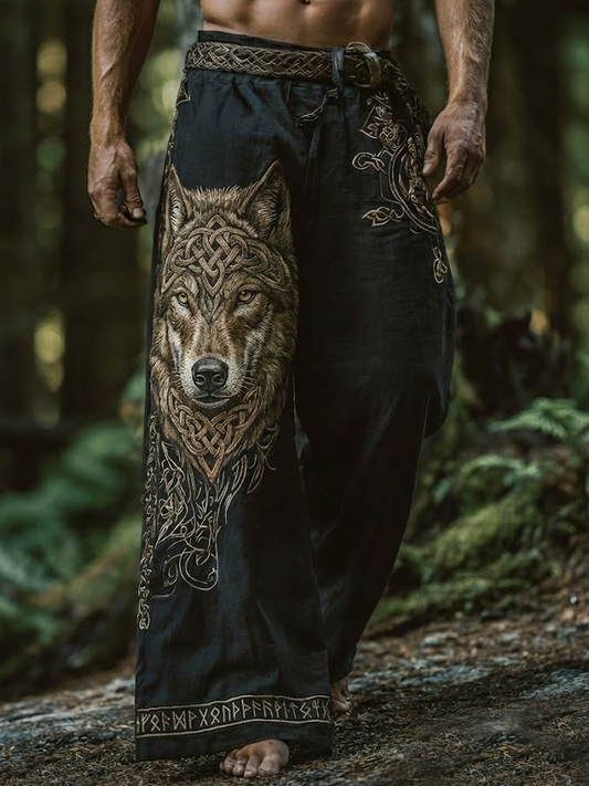 Men's Viking Wolf Bohemian style Nordic Retro Pants