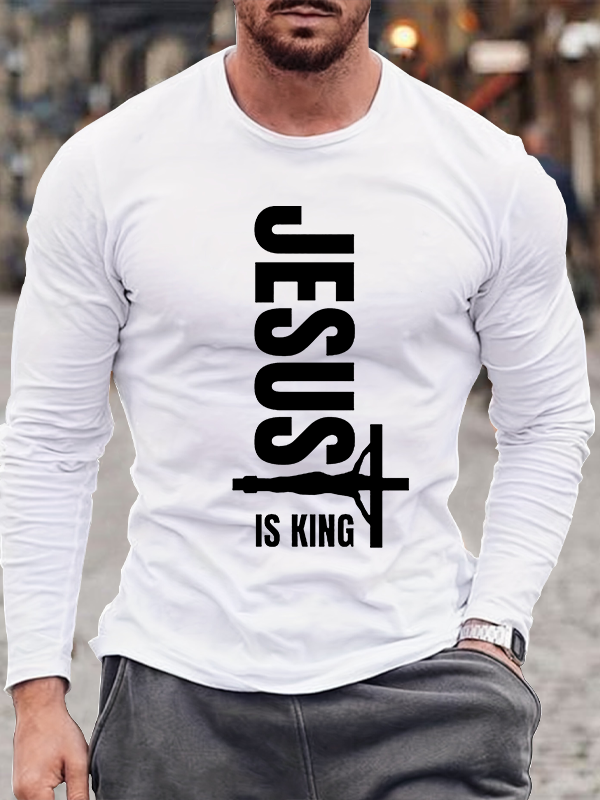 Jesus is King Christian Cotton Long Sleeve T-Shirt