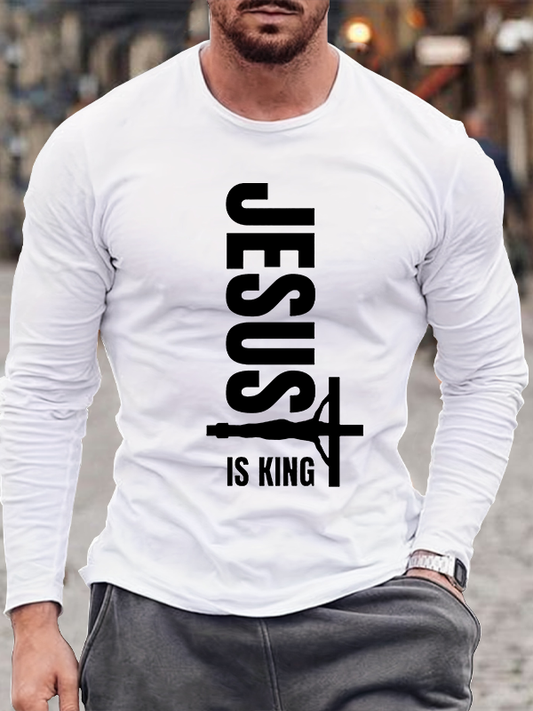 Jesus is King Christian Cotton Long Sleeve T-Shirt