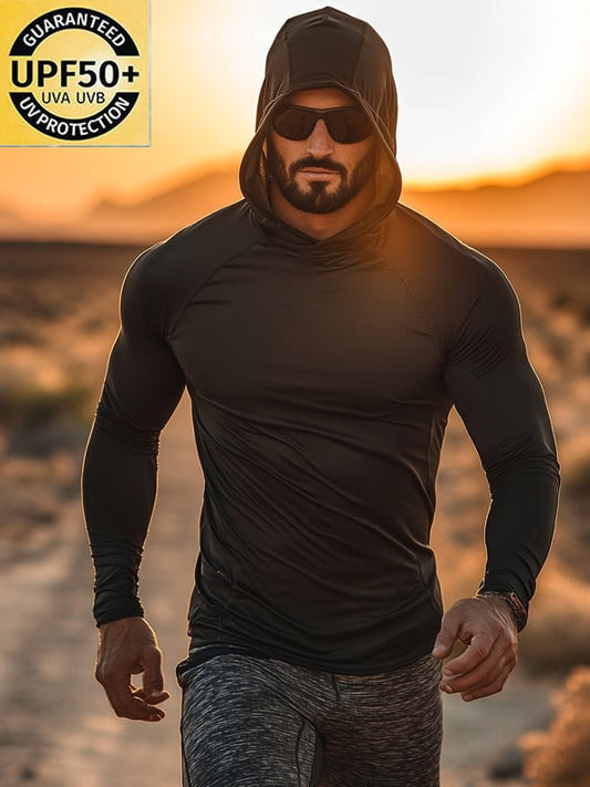 Men's Outdoor Sun Protection Cool Hooded Sun Protection Long Sleeve Top