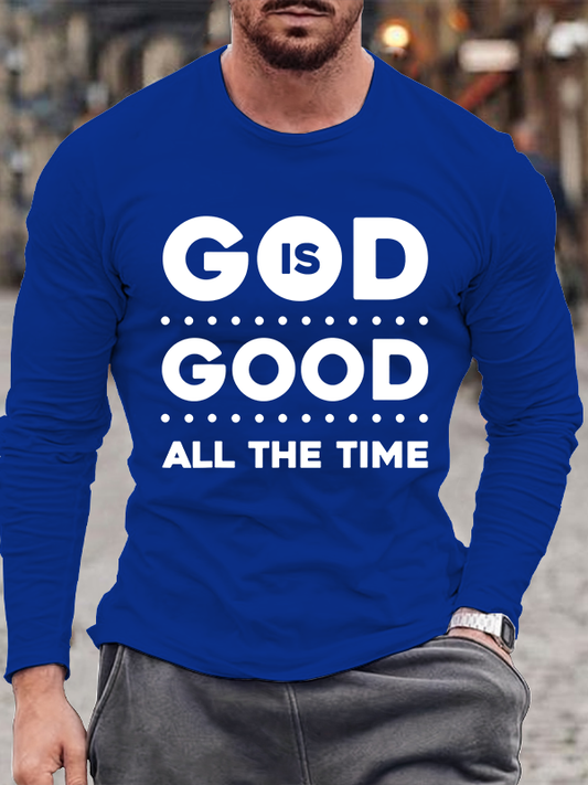 God Is Good Christian Cotton Long Sleeve T-Shirt