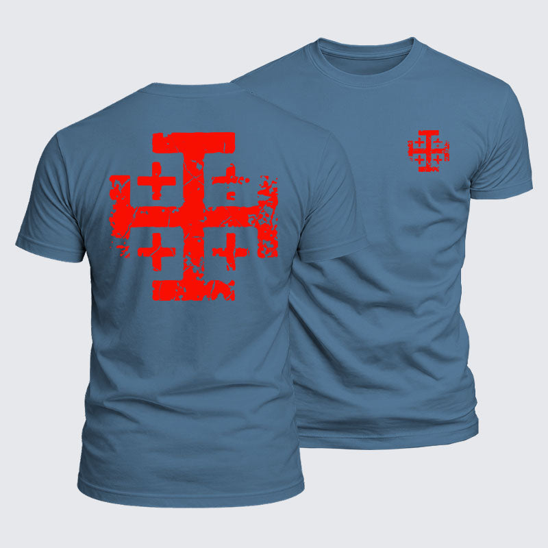 Luxe Mercerized Cotton Tee -  Knights Templar Jerusalem Cross