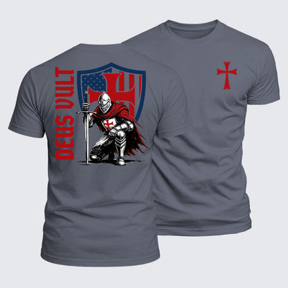 Luxe Mercerized Cotton Tee - Templar Knight Crusader Deus Vult