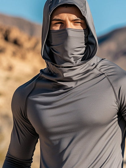 Men's Outdoor Sun Protection Breathable Cool Hooded Sun Protection Long Sleeve Top