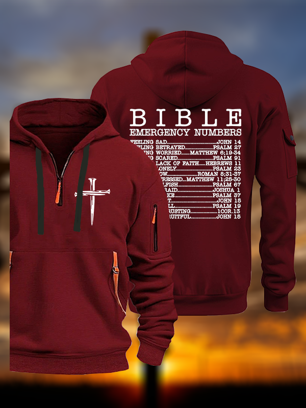 Bible Emergency Numbers  Jesus God Christian Zipper Hoodies