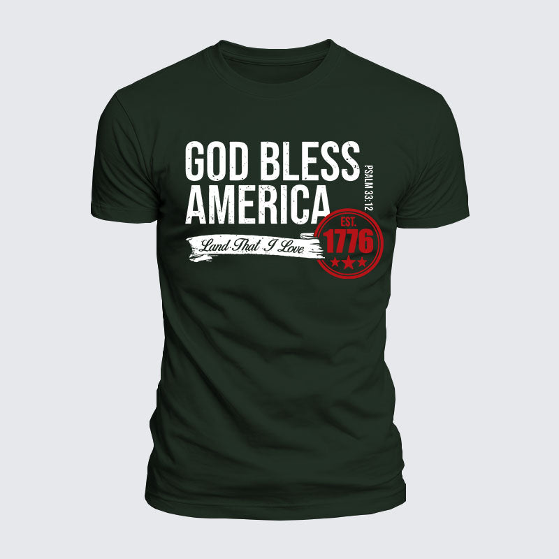 Luxe Mercerized Cotton Tee - God Bless America - Psalm 33:12