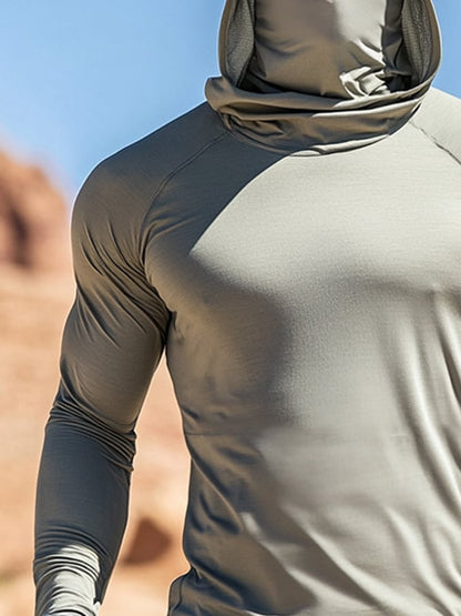 Men's Outdoor Sun Protection Breathable Cool Hooded Sun Protection Long Sleeve Top