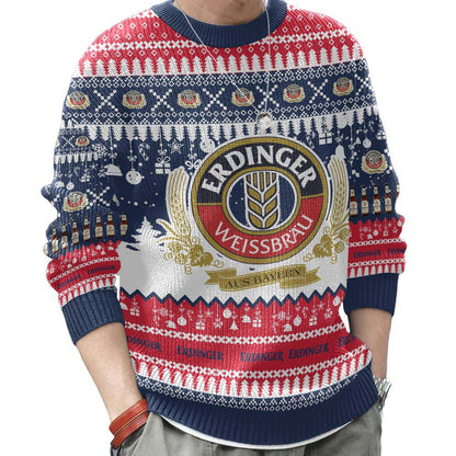 Unisex Vintage German Drinking Print Crew Neck Ugly Christmas Sweatshirt