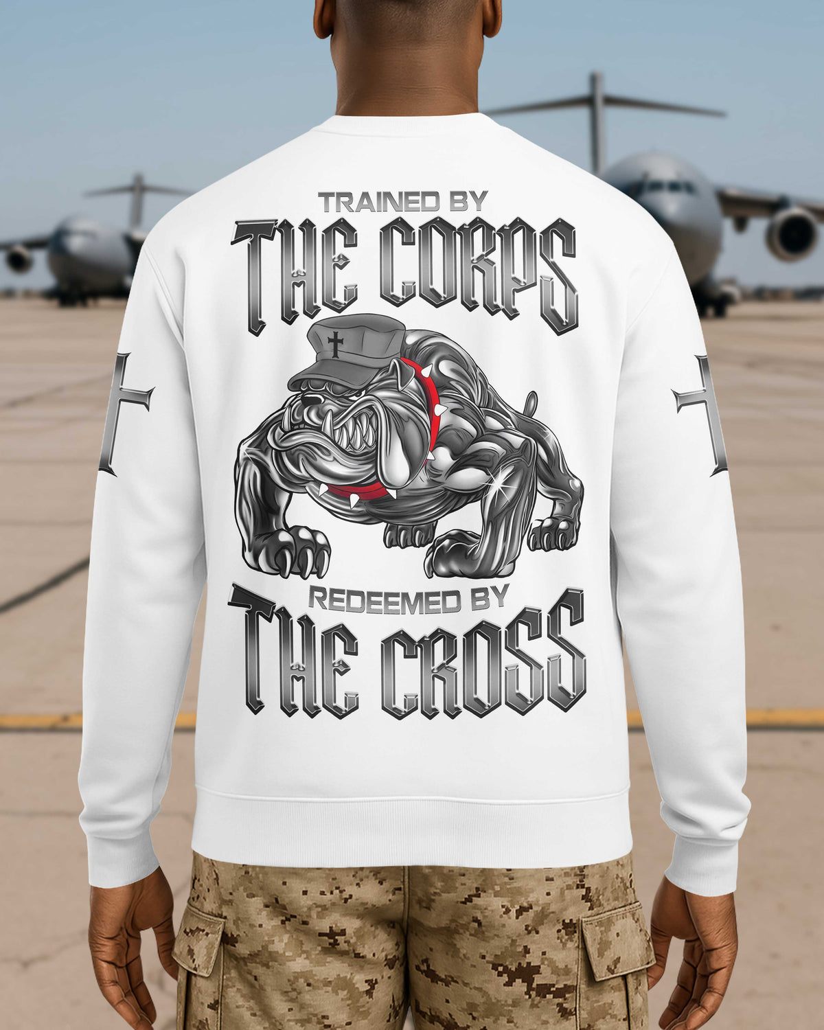 Trained By The Corps Redeemed By The Cross Sweater