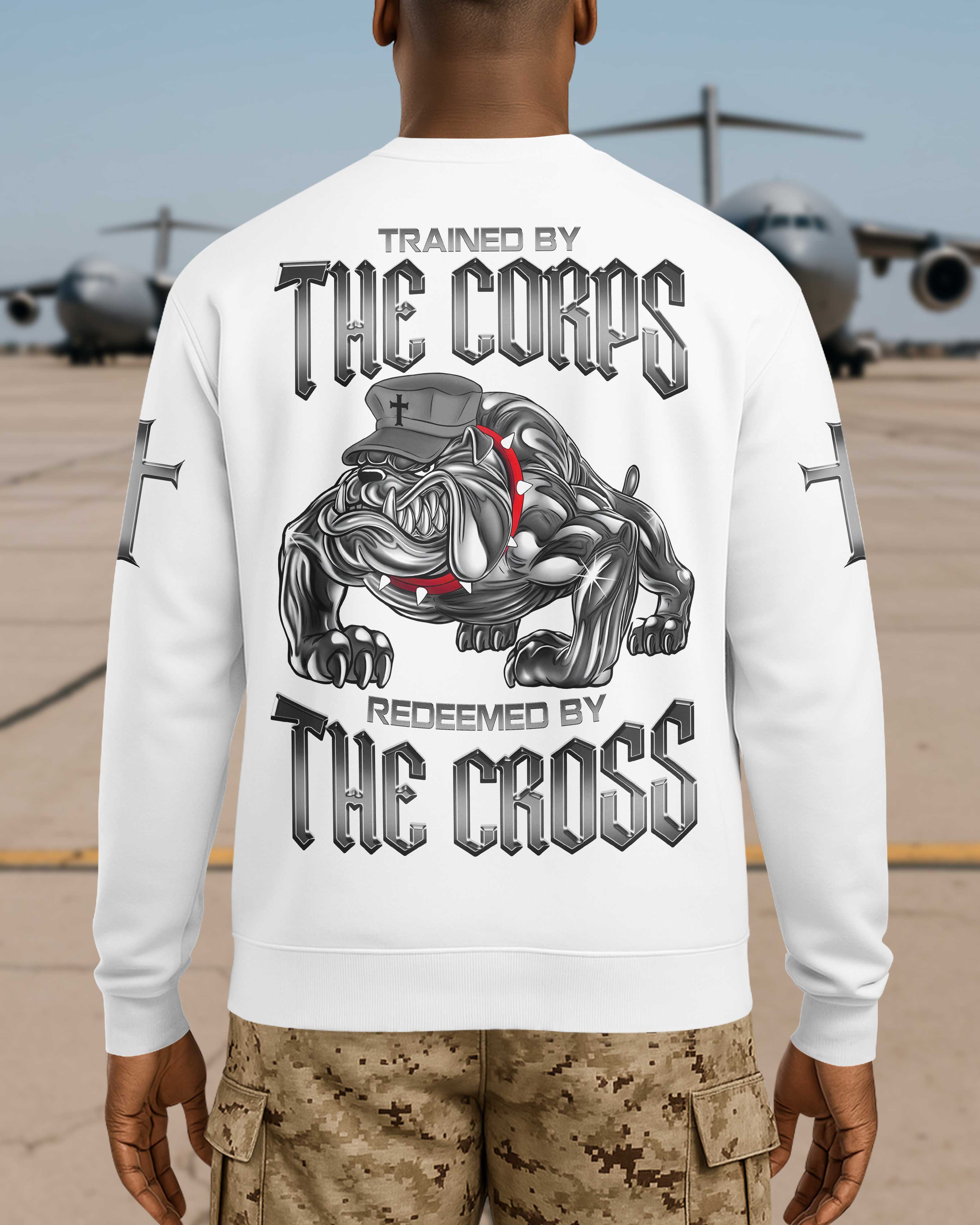 Trained By The Corps Redeemed By The Cross Sweater