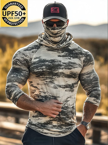 Men's Outdoor Sun Protection Breathable Cool Hooded Sun Protection Long Sleeve Top