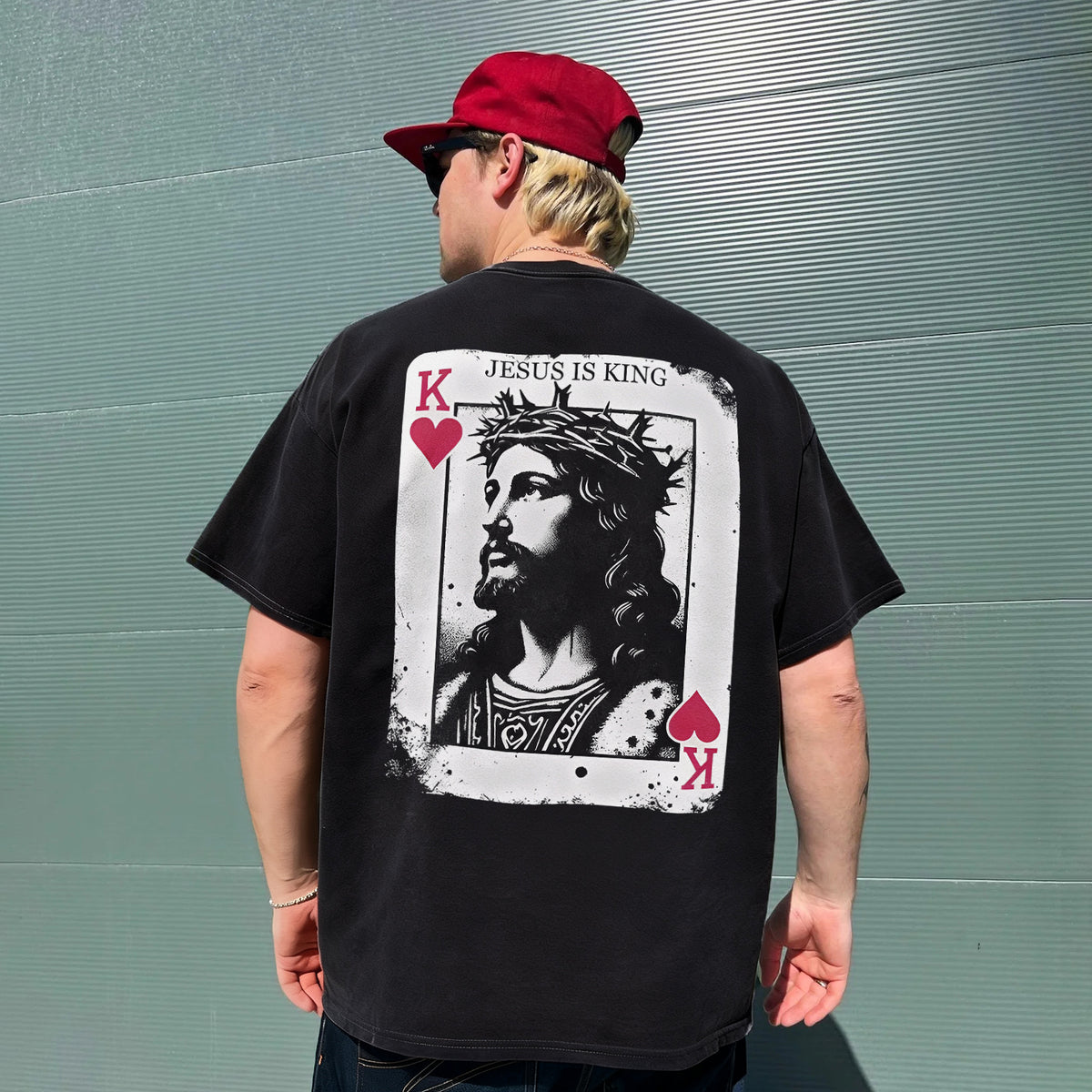 Jesus Is King Printed Men's Washed Tee