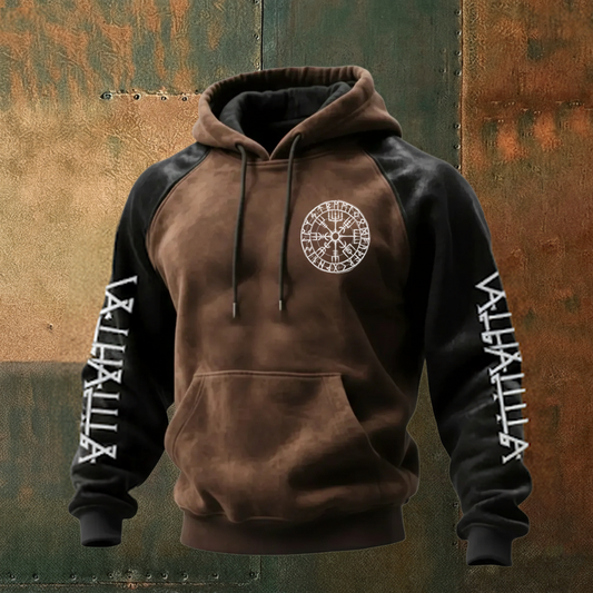 Nordic Viking Style Vegvísir Valhalla Casual Long-Sleeve Hoodie