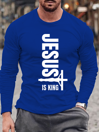 Jesus is King Christian Cotton Long Sleeve T-Shirt
