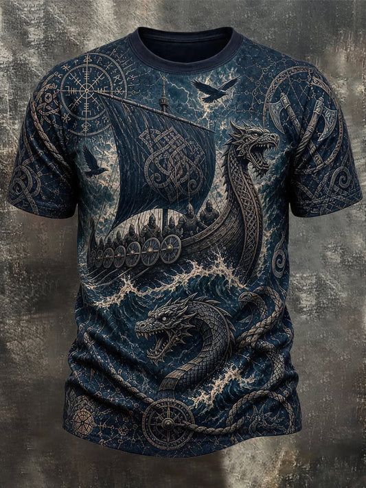 Men's Vintage Viking-Print T-Shirt