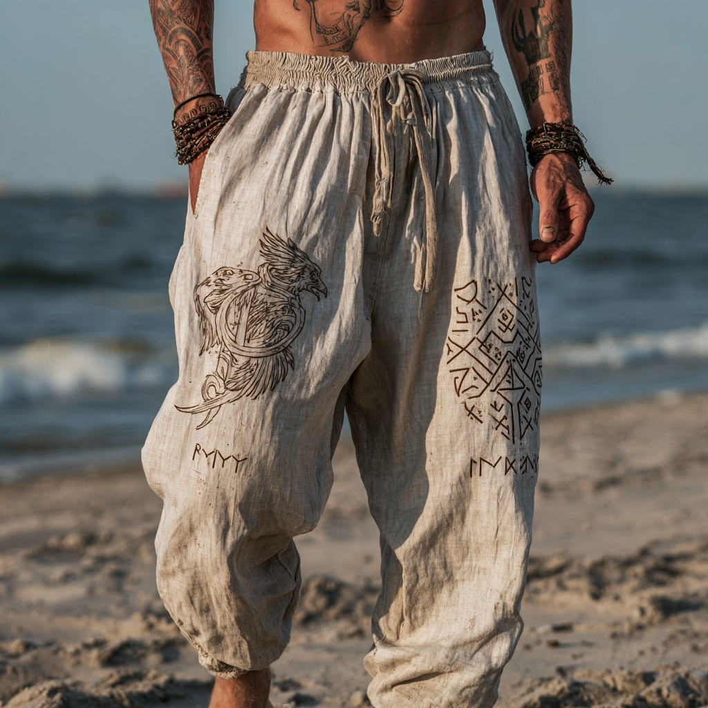 Men's Viking Occult Knot Runes Totem Summer Casual Pants