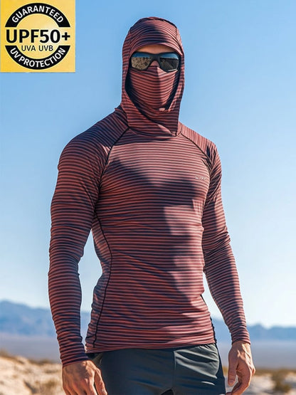 Men's Outdoor Sun Protection Breathable Cool Mask Hooded Sun Protection Long-Sleeved Top