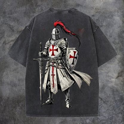 Knight Templar Printed Men's Washed Tee
