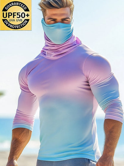 Men's Outdoor Sun Protection Breathable Cool Mask Hooded Sun Protection Long-Sleeved Top