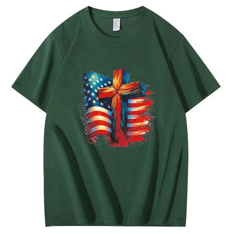 Christian American Shirt, American Flag And Christian Cross Shirt
