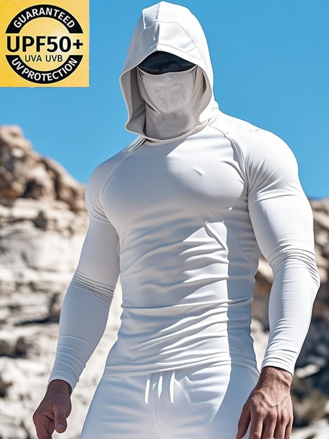 Men's Outdoor Sun Protection Breathable Cool Hooded Sun Protection Long Sleeve Top