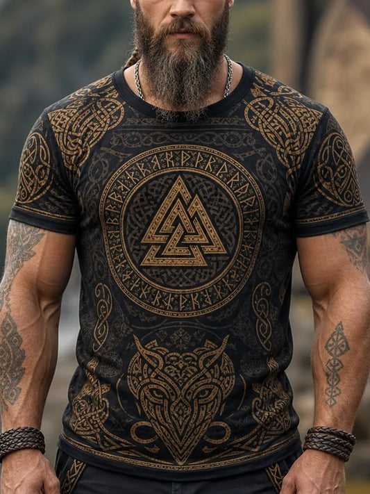 Men's Vintage Viking-Print T-Shirt