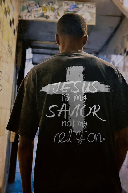 Jesus Is My Savior Not My Religion Printed Men's T-shirt