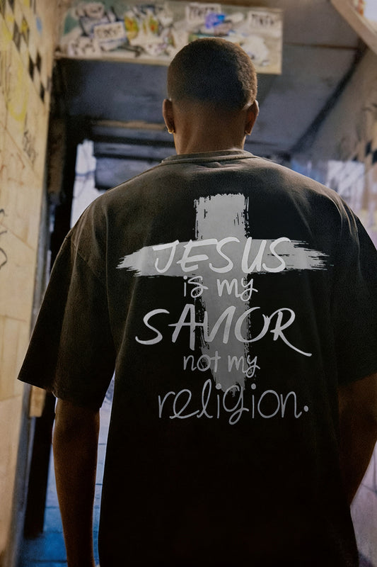 Jesus Is My Savior Not My Religion Printed Men's T-shirt
