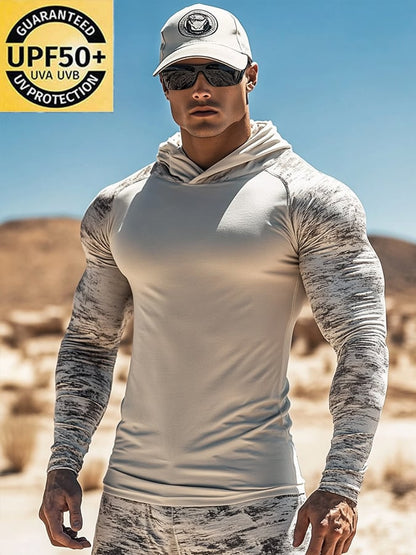 Men's Outdoor Sun Protection Cool Hooded Sun Protection Long Sleeve Top