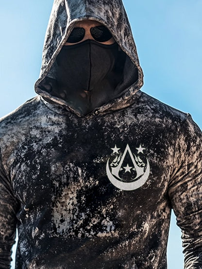 Men's Outdoor Sun Protection Breathable Cool Mask Hooded Sun Protection Long-Sleeved Top