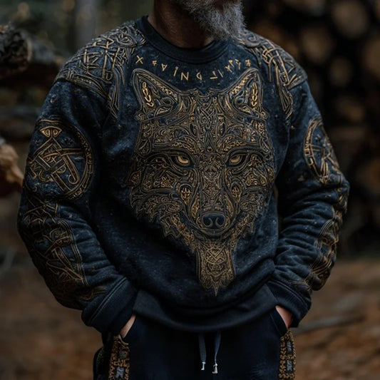 Men's Viking Wolf Celtic Knot Art Print Casual Sweatshirt