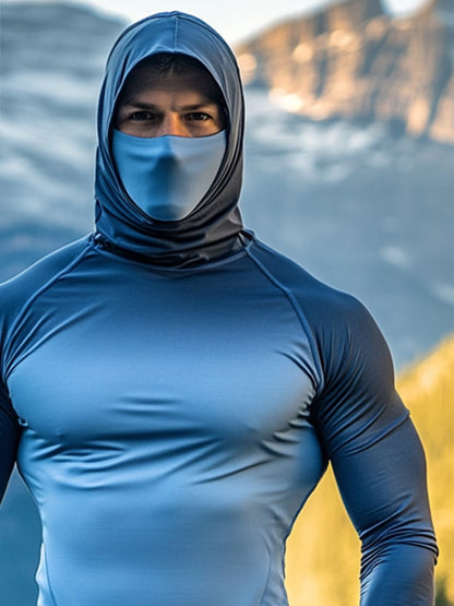 Men's Outdoor Sun Protection Breathable Cool Hooded Sun Protection Long Sleeve Top