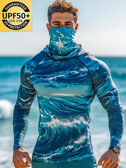 Men's Outdoor Sun Protection Breathable Cool Hooded Sun Protection Long Sleeve Top
