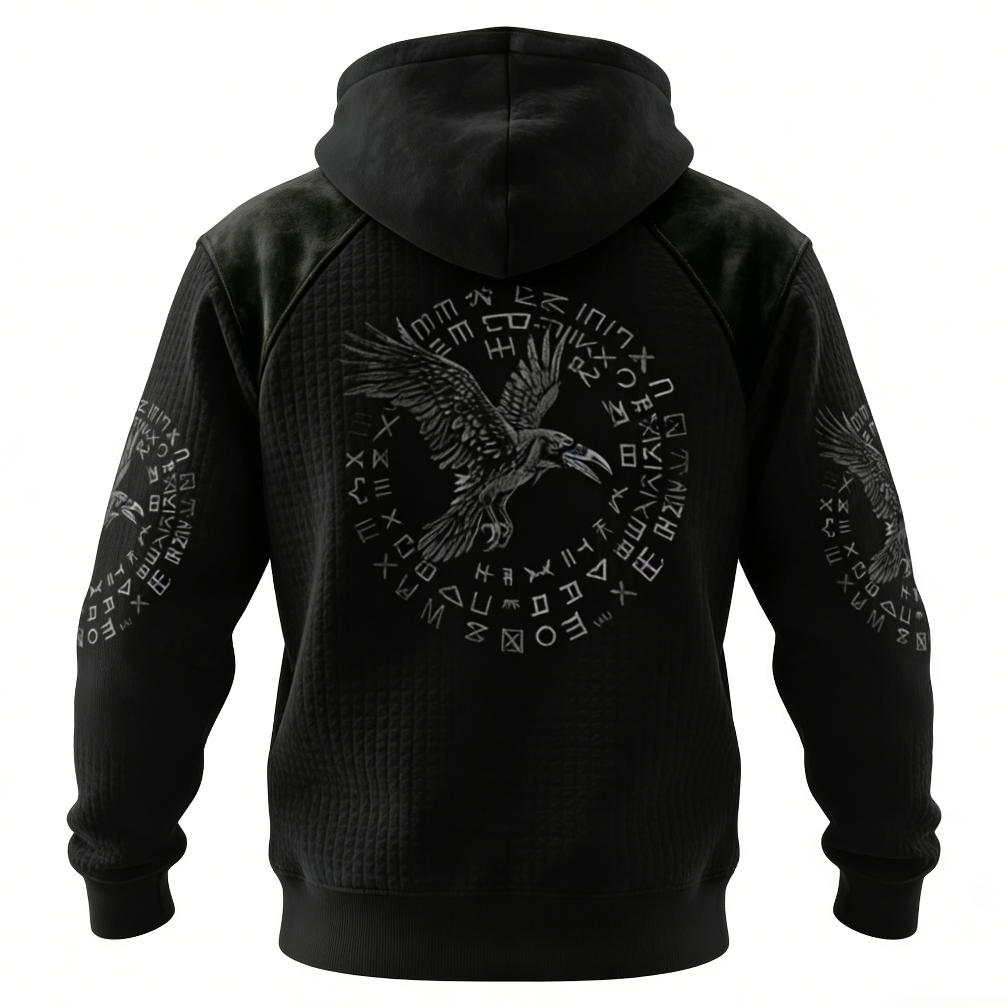 Nordic Viking Vegvísir Raven Valhalla Casual Long-Sleeve Hoodie