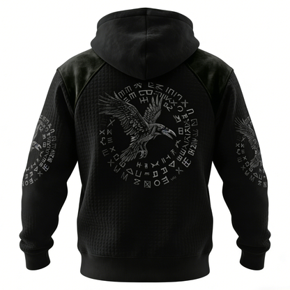 Nordic Viking Vegvísir Raven Valhalla Casual Long-Sleeve Hoodie
