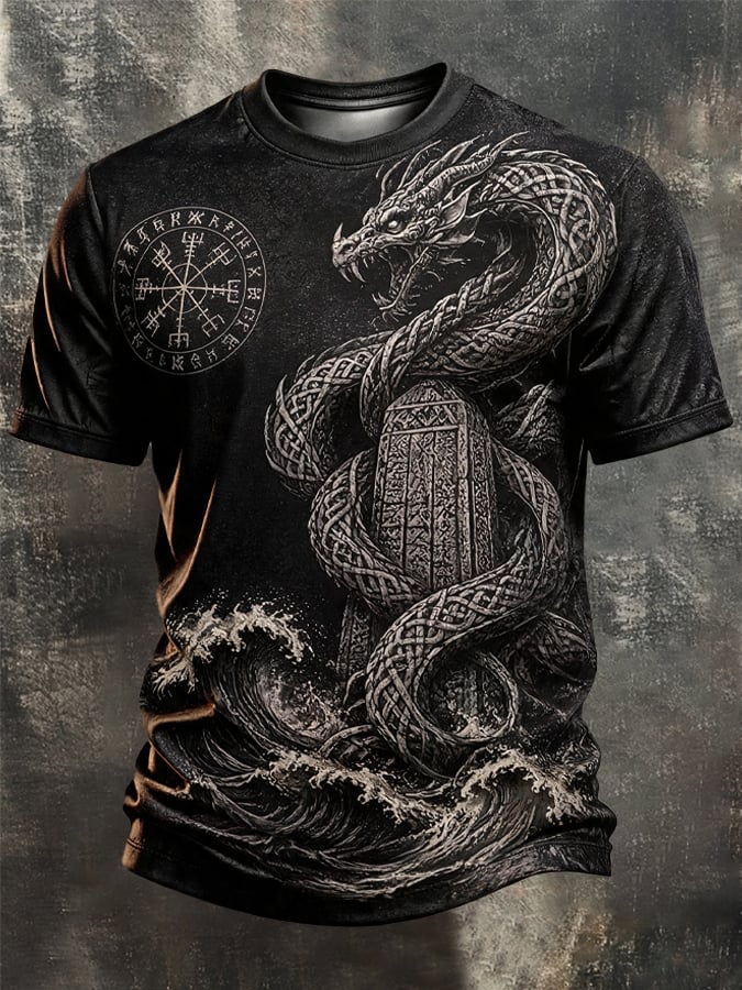 Men's Vintage Viking-Print T-Shirt