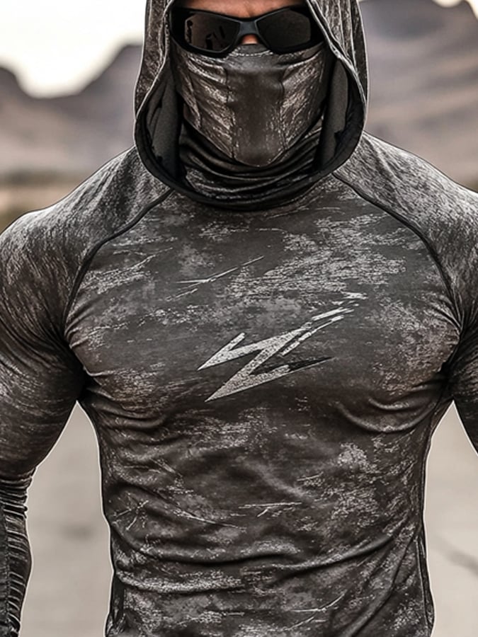 Men's Outdoor Sun Protection Breathable Cool Hooded Sun Protection Long Sleeve Top